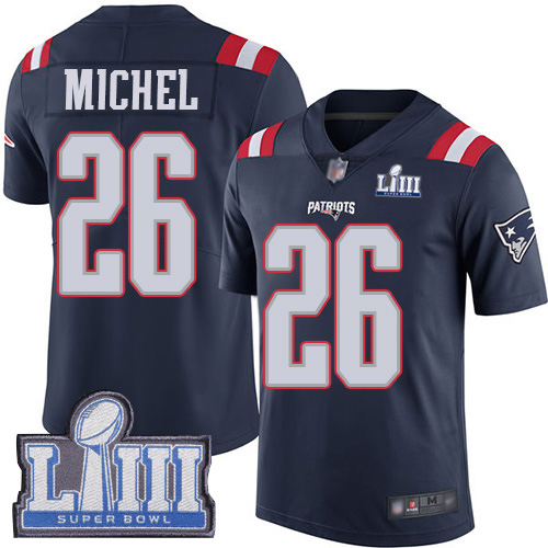 New England Patriots Football #26 Super Bowl LIII Bound Limited Navy Blue Men Sony Michel NFL Jersey